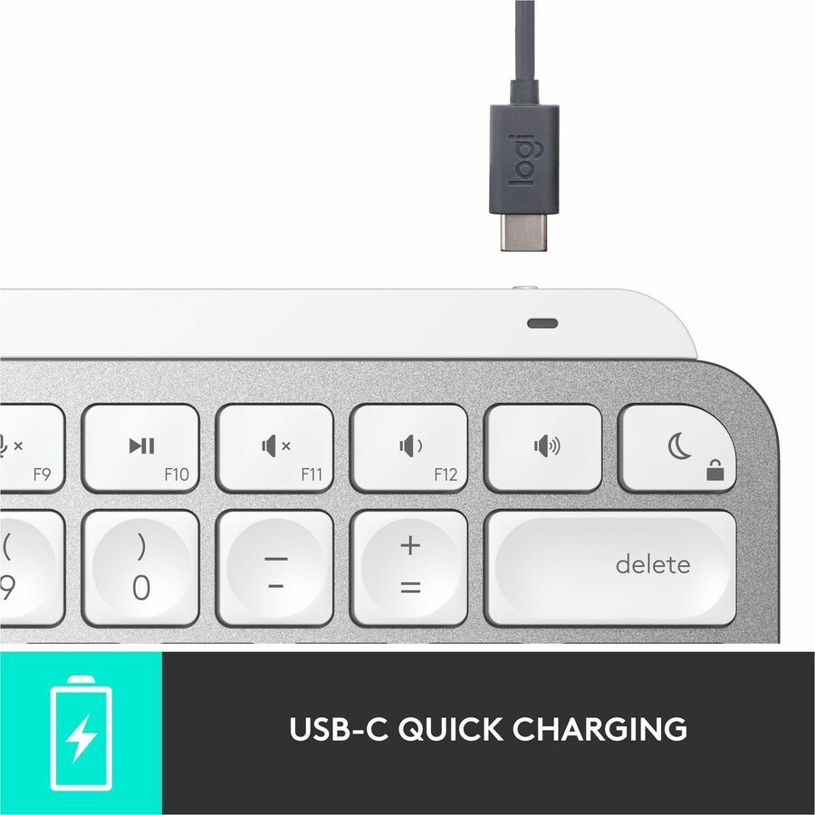 Alternate-Image8 Image for Logitech MX Keys Mini for Mac Minimalist Wireless Illuminated Keyboard, Bluetooth, Backlit Keys, USB-C, Metal Build, Pale Grey