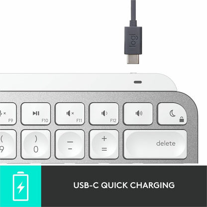 Alternate-Image8 Image for Logitech MX Keys Mini for Mac Minimalist Wireless Illuminated Keyboard, Bluetooth, Backlit Keys, USB-C, Metal Build, Pale Grey