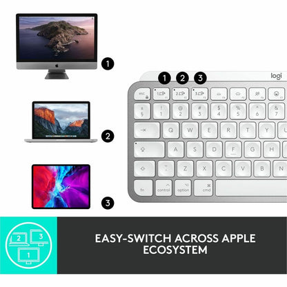 Alternate-Image7 Image for Logitech MX Keys Mini for Mac Minimalist Wireless Illuminated Keyboard, Bluetooth, Backlit Keys, USB-C, Metal Build, Pale Grey