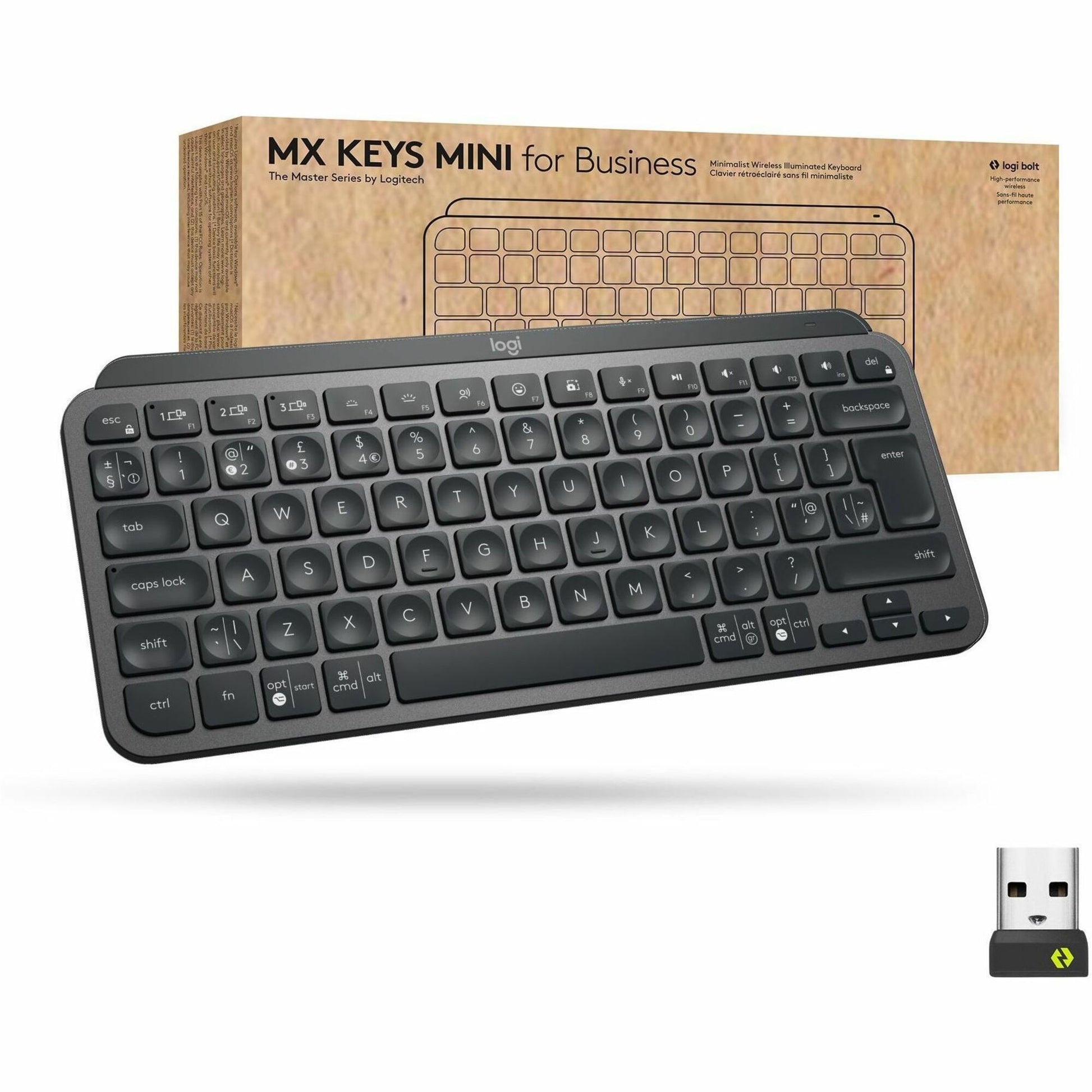 Main Image for Logitech MX Keys Mini Wireless Illuminated Keyboard for Business, Compact, Logi Bolt Technology, Graphite