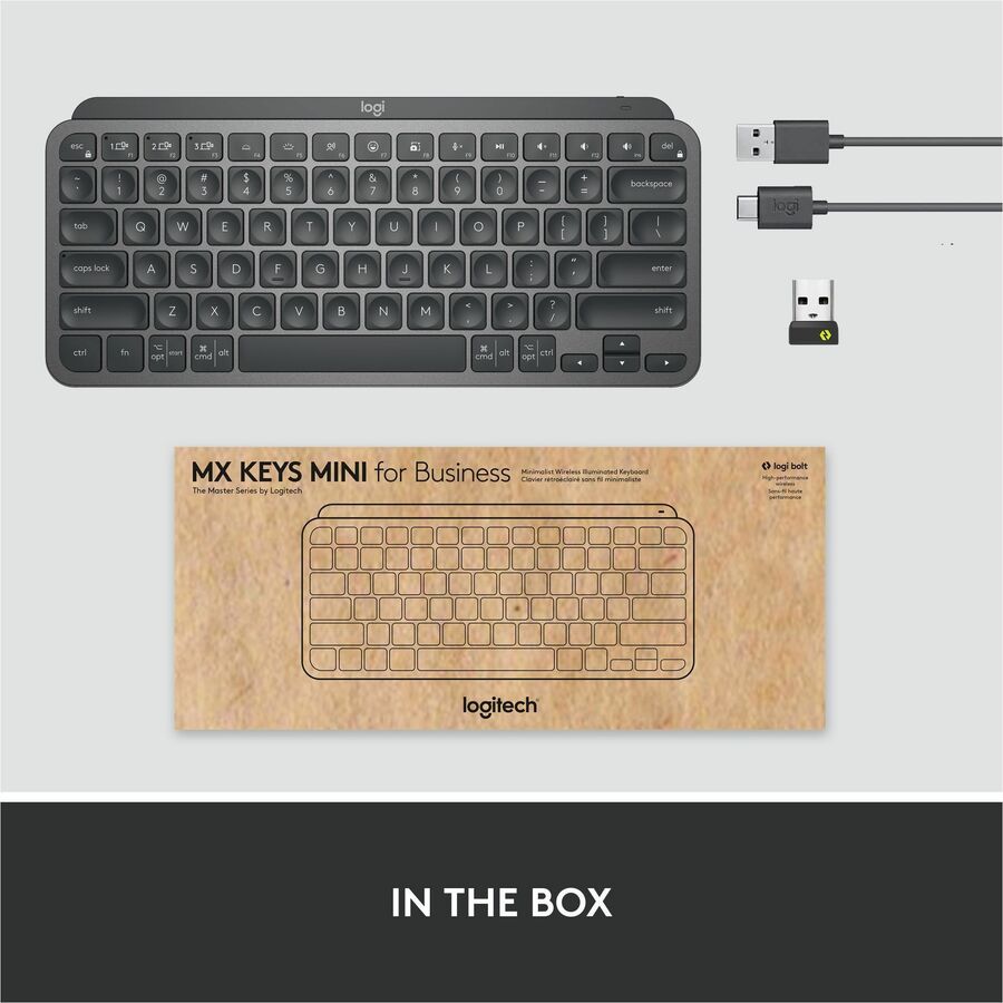 Alternate-Image8 Image for Logitech MX Keys Mini Wireless Illuminated Keyboard for Business, Compact, Logi Bolt Technology, Graphite