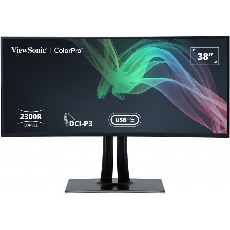 Front Image for ViewSonic VP3881A 38-Inch IPS WQHD+ Curved Ultrawide Monitor with ColorPro 100% sRGB Rec 709, Eye Care, HDR10 Support, USB C, HDMI, USB, DisplayPort for Professional Home and Office
