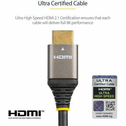 Alternate-Image4 Image for StarTech.com 10ft/3m HDMI 2.1 Cable, Certified Ultra High Speed HDMI Cable 48Gbps, 8K 60Hz/4K 120Hz HDR10+, 8K HDMI Cable, Monitor/Display