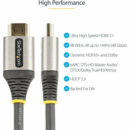Alternate-Image1 Image for StarTech.com 10ft/3m HDMI 2.1 Cable, Certified Ultra High Speed HDMI Cable 48Gbps, 8K 60Hz/4K 120Hz HDR10+, 8K HDMI Cable, Monitor/Display