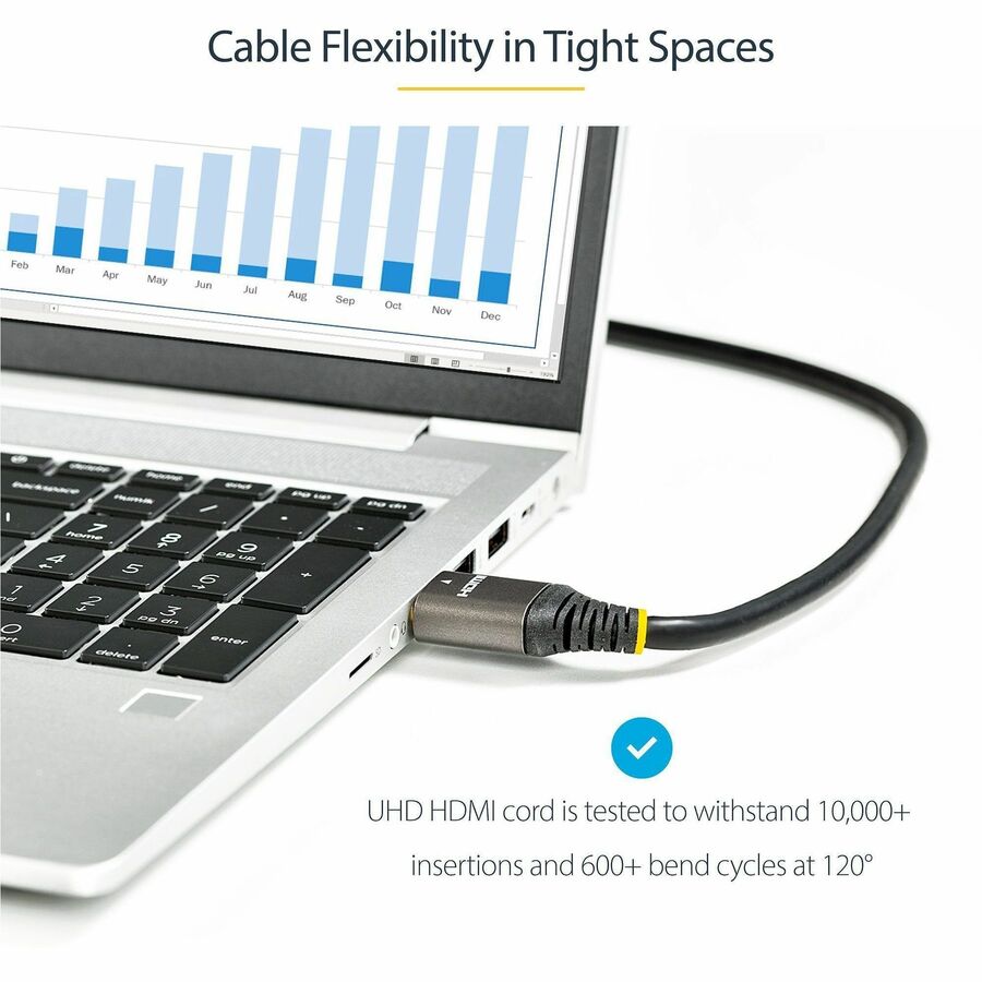 Alternate-Image3 Image for StarTech.com 6ft (2m) Premium Certified HDMI 2.0 Cable, High Speed Ultra HD 4K 60Hz HDMI Cable with Ethernet, HDR10, UHD HDMI Monitor Cord
