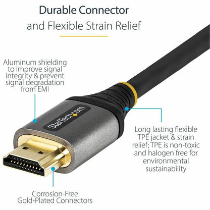 Alternate-Image2 Image for StarTech.com 10ft 3m Premium Certified HDMI 2.0 Cable, High Speed Ultra HD 4K 60Hz HDMI Cable with Ethernet, HDR10, UHD HDMI Monitor Cord