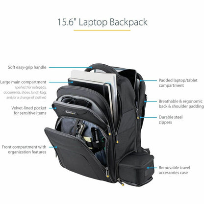 Alternate-Image1 Image for StarTech 15.6" Laptop Backpack w/ Removable Accessory Case, Professional IT Tech Backpack for Work/Travel/Commute, Nylon Computer Bag