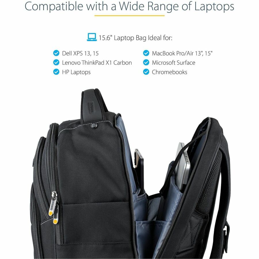 Alternate-Image6 Image for StarTech 15.6" Laptop Backpack w/ Removable Accessory Case, Professional IT Tech Backpack for Work/Travel/Commute, Nylon Computer Bag