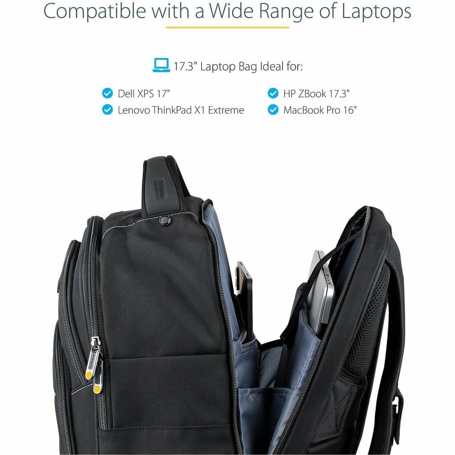 Alternate-Image6 Image for StarTech.com 17.3" Laptop Backpack w/ Removable Accessory Case, Professional IT Tech Backpack for Work/Travel/Commute, Nylon Computer Bag