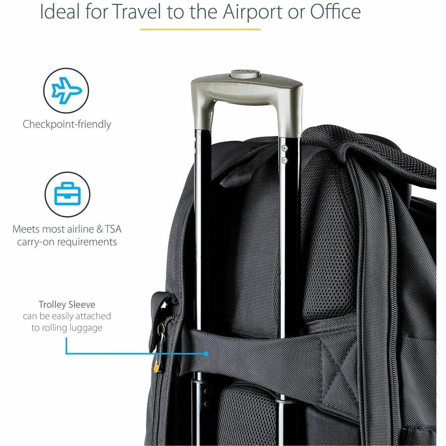 Alternate-Image5 Image for StarTech.com 17.3" Laptop Backpack w/ Removable Accessory Case, Professional IT Tech Backpack for Work/Travel/Commute, Nylon Computer Bag
