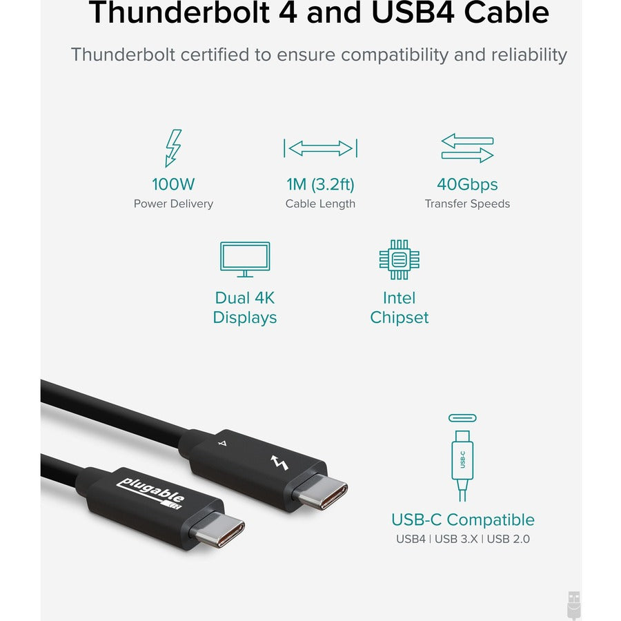 Alternate-Image1 Image for Plugable Thunderbolt 4 Cable [Thunderbolt Certified]