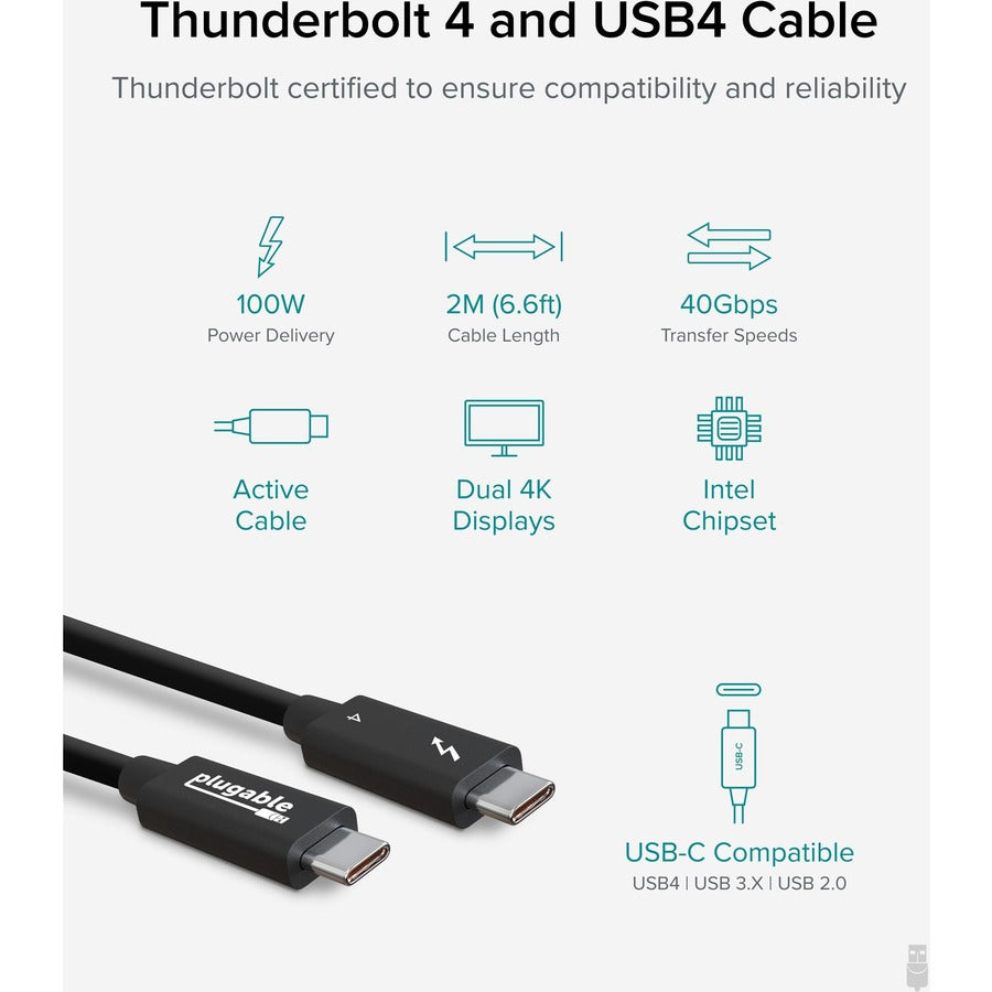 Alternate-Image1 Image for Plugable Thunderbolt 4 Cable [Thunderbolt Certified]