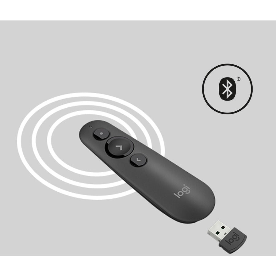 Alternate-Image3 Image for Logitech R500s Laser Presentation Remote, Bluetooth, USB-A Receiver, Presentation Clicker with Laser Pointer (Class 1) for Powerpoint, Keynote, Google Slides