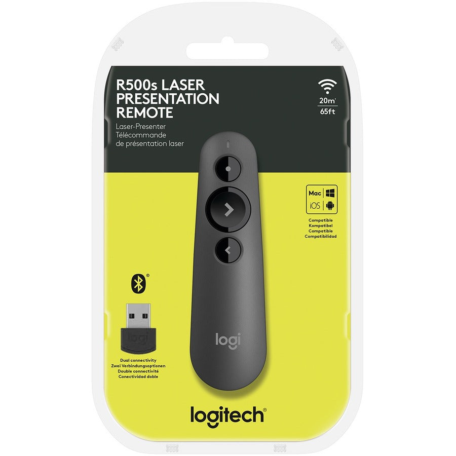 Alternate-Image7 Image for Logitech R500s Laser Presentation Remote, Bluetooth, USB-A Receiver, Presentation Clicker with Laser Pointer (Class 1) for Powerpoint, Keynote, Google Slides