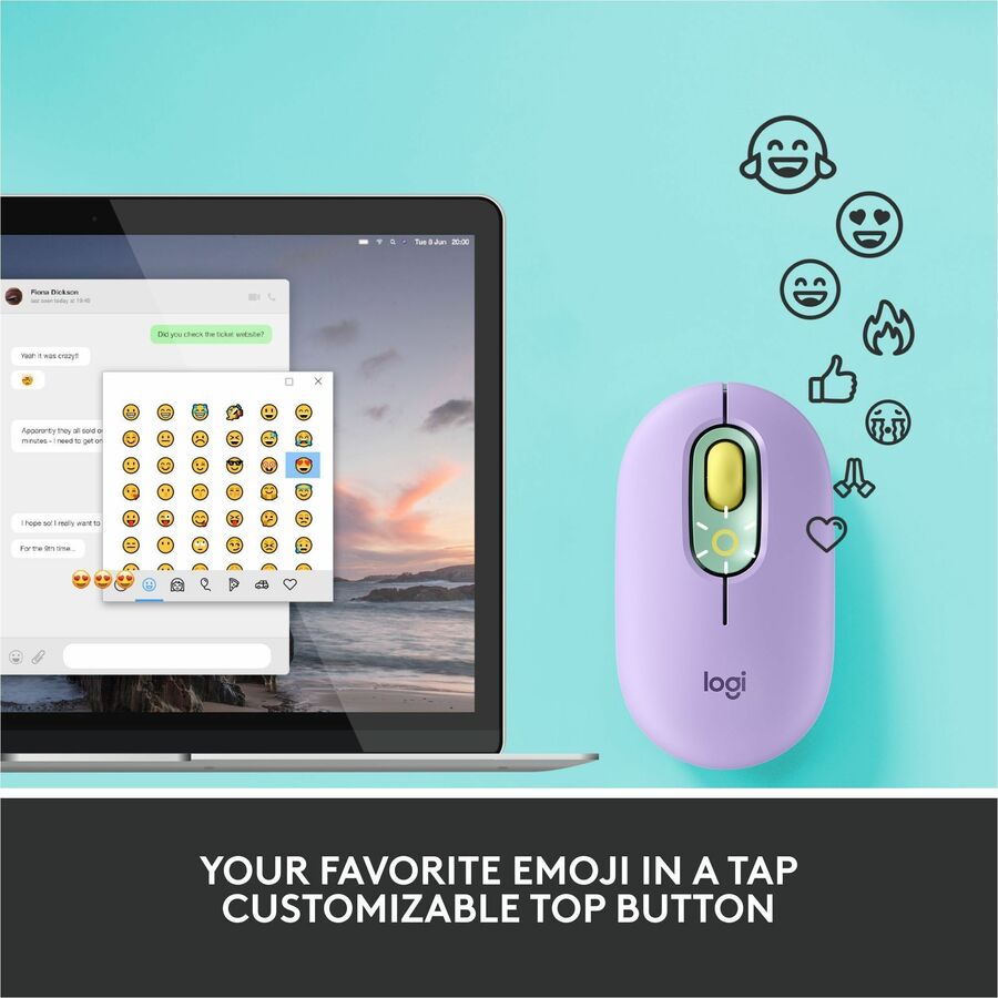 Alternate-Image1 Image for Logitech POP Mouse, Wireless Mouse with Customizable Emojis, SilentTouch Technology, Precision Scroll, Daydream