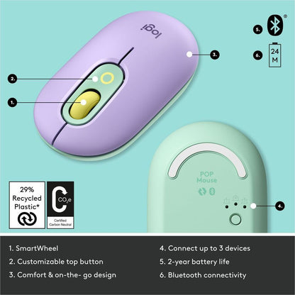 Alternate-Image3 Image for Logitech POP Mouse, Wireless Mouse with Customizable Emojis, SilentTouch Technology, Precision Scroll, Daydream