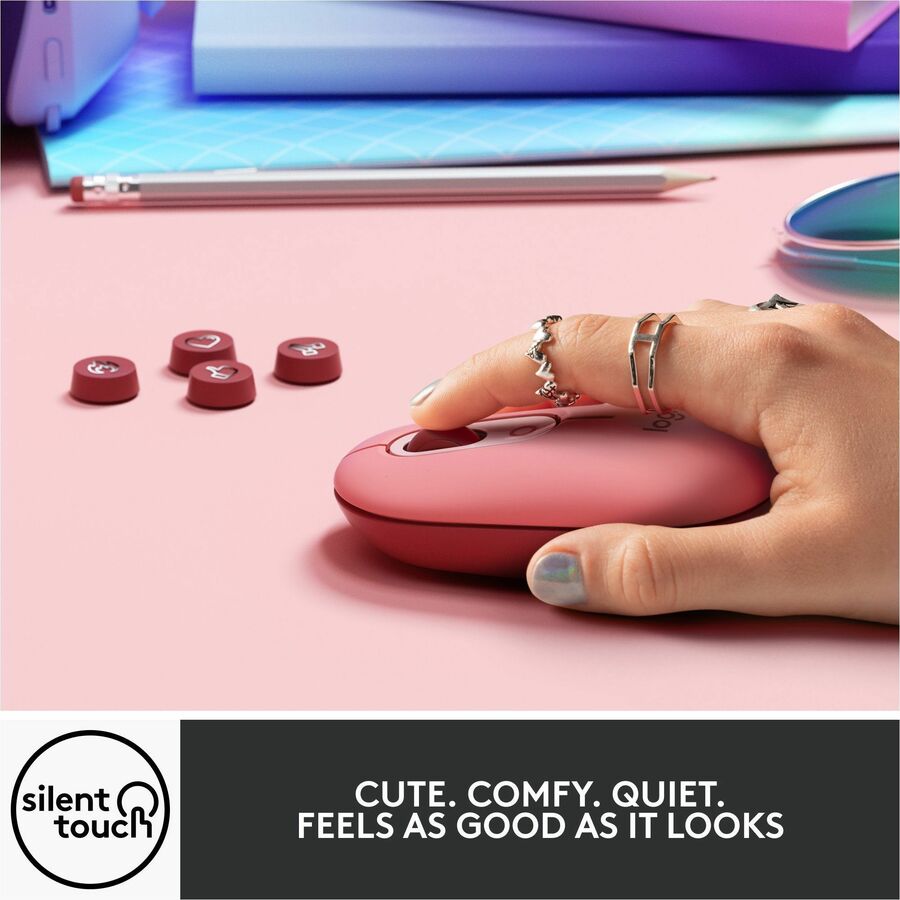 Alternate-Image3 Image for Logitech POP Mouse, Wireless Mouse with Customizable Emojis, SilentTouch Technology, Precision/Speed Scroll, Rose