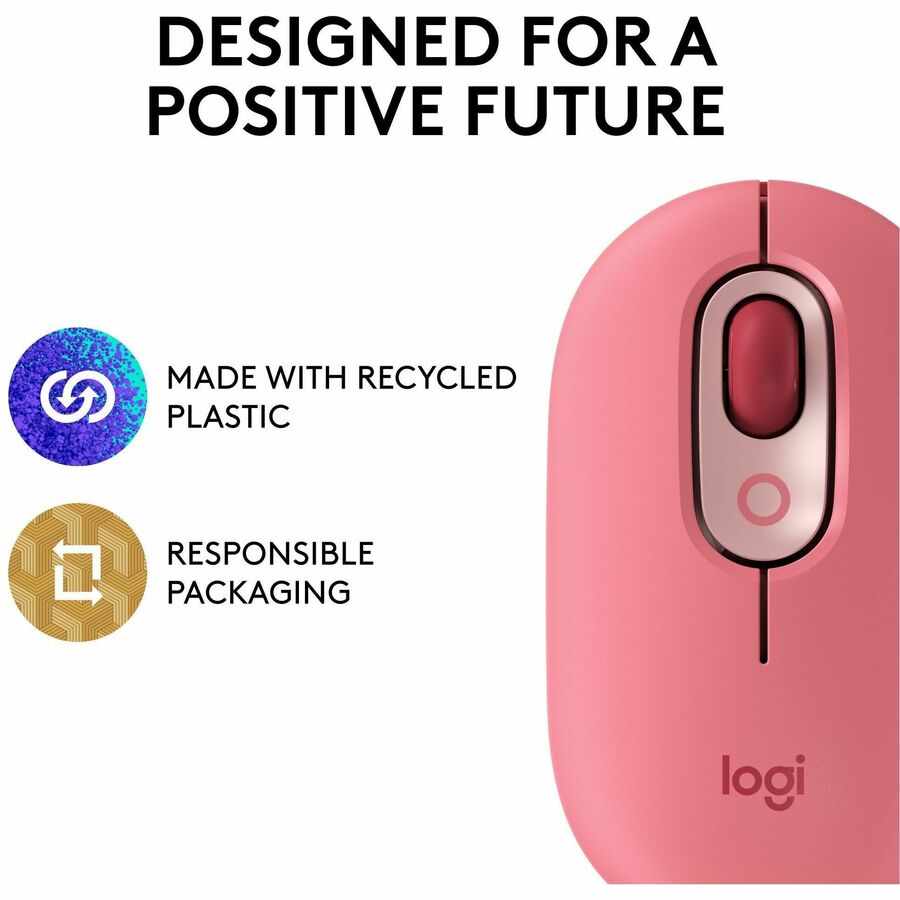 Alternate-Image4 Image for Logitech POP Mouse, Wireless Mouse with Customizable Emojis, SilentTouch Technology, Precision/Speed Scroll, Rose