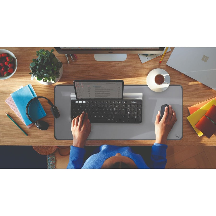 Alternate-Image6 Image for Logitech Desk Mat - Studio Series, Multifunctional Large Desk Pad, Anti-slip Base, Spill-resistant Durable Design, Mid-Gray