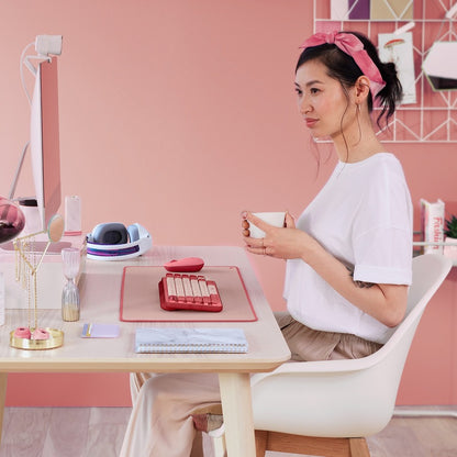 Alternate-Image3 Image for Logitech Desk Mat - Studio Series, Multifunctional Large Desk Pad, Anti-slip Base, Spill-resistant Durable Design, Darker Rose