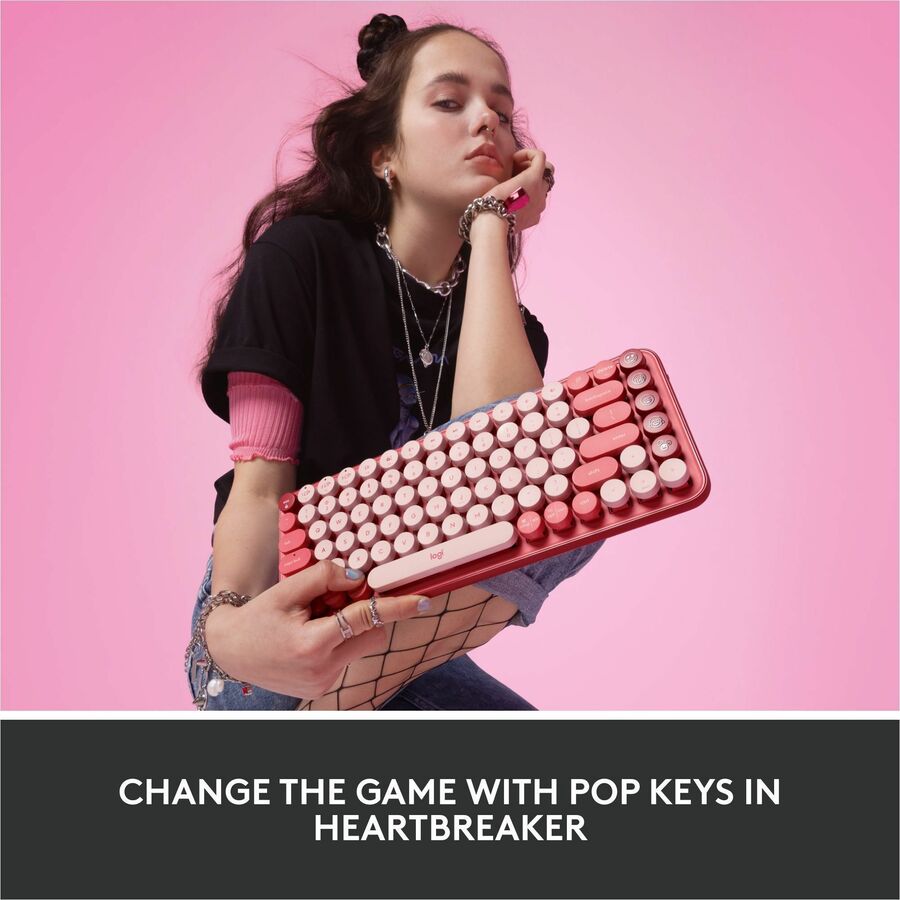 Alternate-Image1 Image for Logitech POP Keys Wireless Mechanical Keyboard With Emoji Keys - Heartbreaker Rose