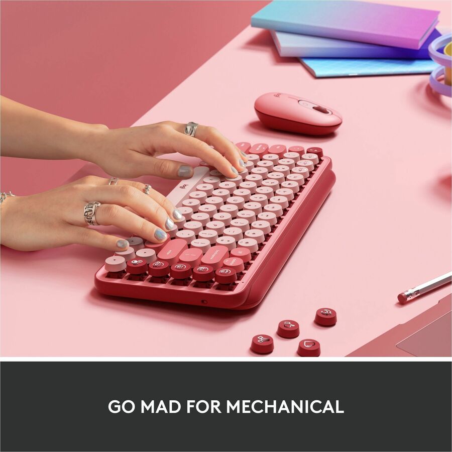 Alternate-Image3 Image for Logitech POP Keys Wireless Mechanical Keyboard With Emoji Keys - Heartbreaker Rose
