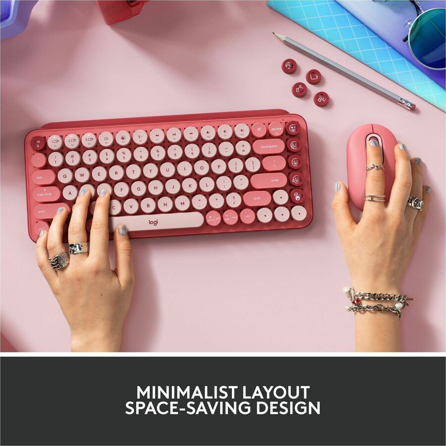 Alternate-Image6 Image for Logitech POP Keys Wireless Mechanical Keyboard With Emoji Keys - Heartbreaker Rose