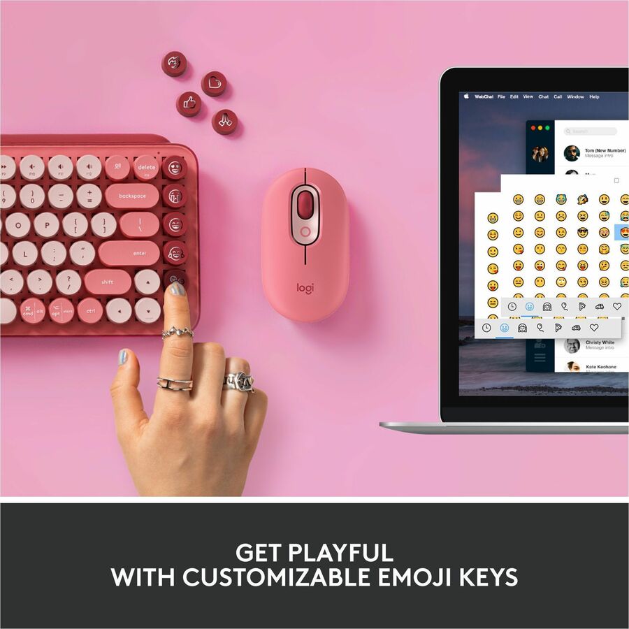Alternate-Image2 Image for Logitech POP Keys Wireless Mechanical Keyboard With Emoji Keys - Heartbreaker Rose