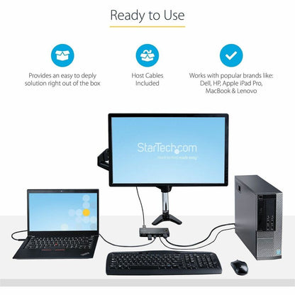 Alternate-Image3 Image for StarTech.com 2 Port Hybrid USB-A + HDMI & USB-C KVM Switch, Single 4K 60Hz HDMI 2.0 Monitor, Compact Desktop and/or Laptop HDMI KVM Switch