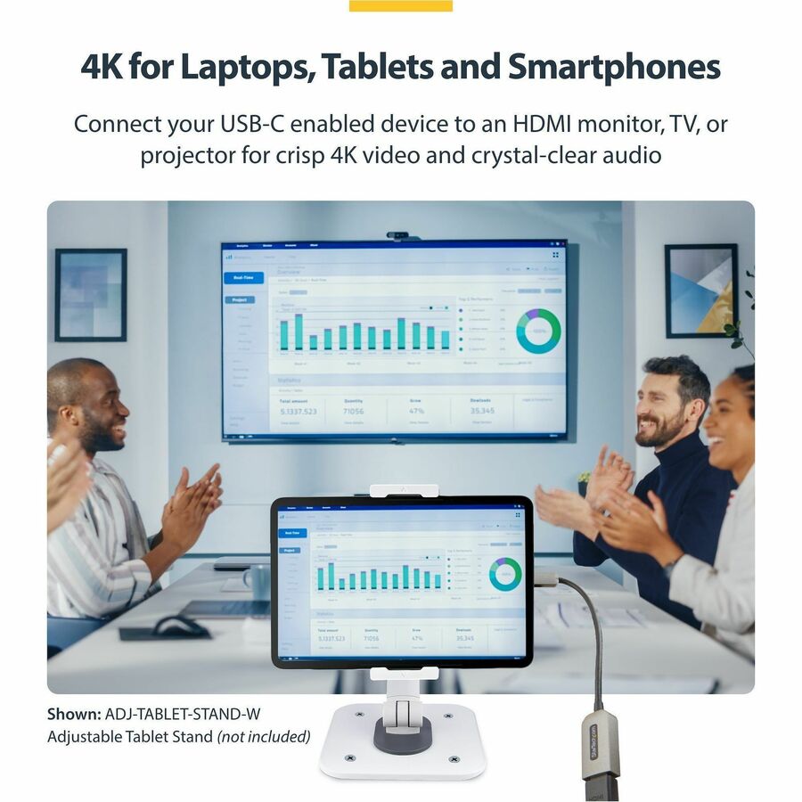 Alternate-Image4 Image for StarTech.com USB-C to HDMI Adapter, 4K 60Hz Video, HDR10, USB-C to HDMI Monitor Dongle, USB4 / Thunderbolt Compatible