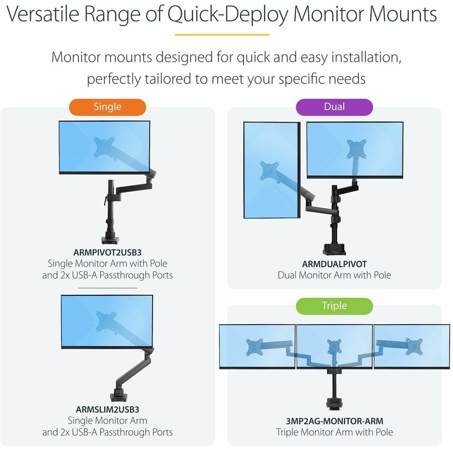 Alternate-Image7 Image for StarTech.com Desk Mount Dual Monitor Arm, Height Adjustable Monitor Mount for 2x VESA Displays up to 32" (17.6lb/8kg), Mechanical Spring