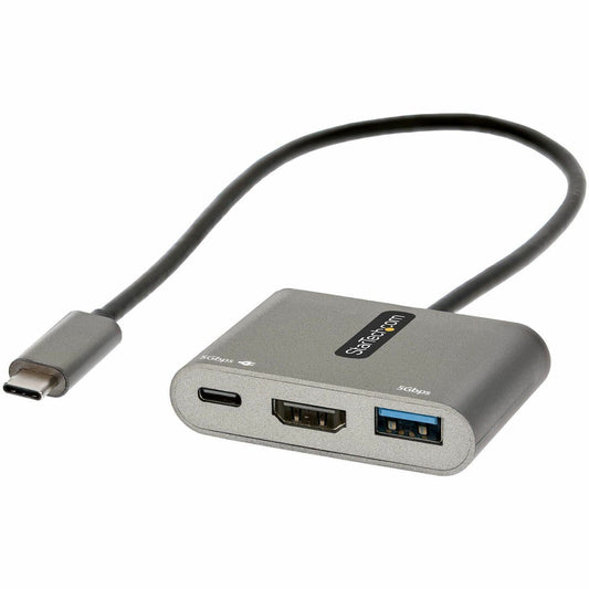 Main Image for StarTech.com USB C Multiport Adapter, USB-C to HDMI 4K, 100W PD Pass-Through, USB 3.0 Hub 5Gbps (1xC/1xA), USB-C Mini Dock/Travel Dock