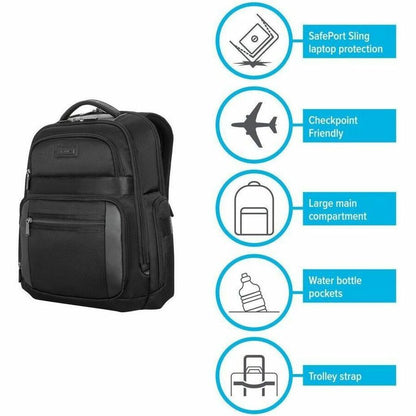 Alternate-Image6 Image for Targus Mobile Elite TBB617GL Carrying Case (Backpack) for 15" to 16" Notebook - Black - TAA Compliant