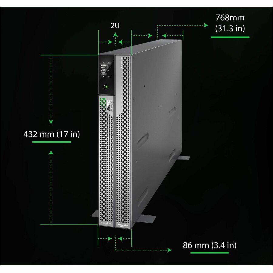 Alternate-Image1 Image for APC Smart-UPS Ultra On-Line, 5000VA, Lithium-ion, Rack/Tower 2U, 208V, 2 L6-20R + 2 L6-30R NEMA outlets, Network Card, Extended runtime, W/rail kit