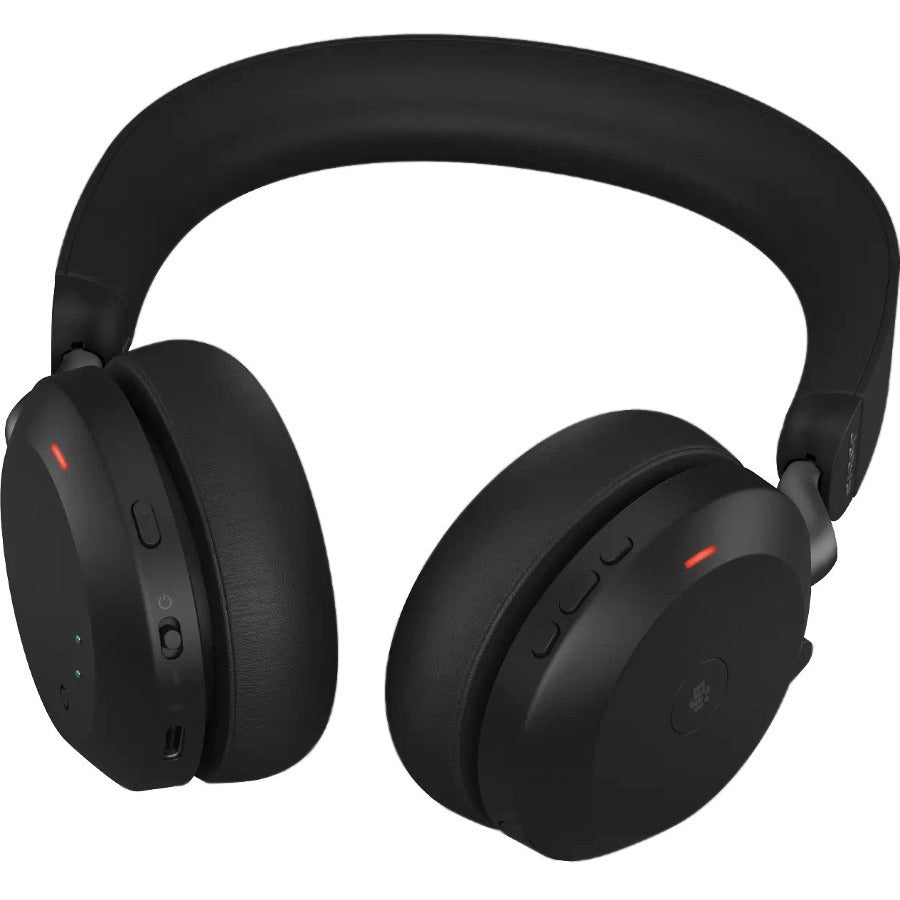 Bottom Image for Jabra Evolve2 75 Wireless On-ear Stereo Headset - USB-C - Unified Communication - Black - Binaural - Ear-cup - 3000 cm - Bluetooth - 20 Hz to 20 kHz - MEMS Technology Microphone - Noise Cancelling