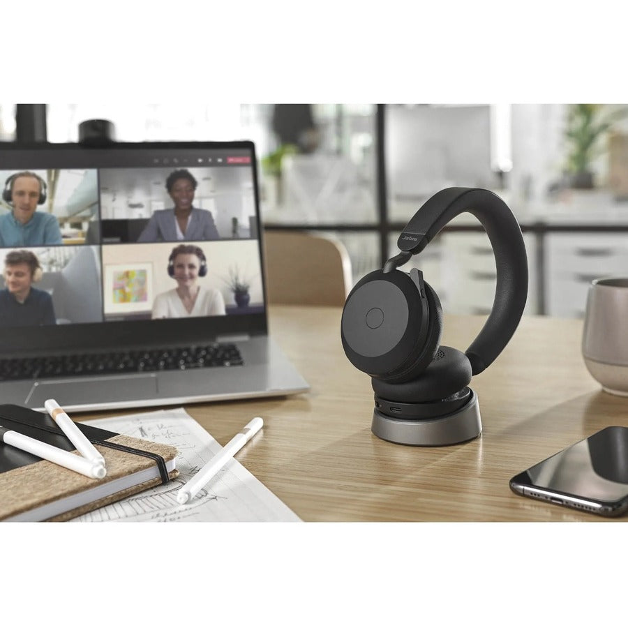 Alternate-Image9 Image for Jabra Evolve2 75 Wireless On-ear Stereo Headset - USB-C - Unified Communication - Black - Binaural - Ear-cup - 3000 cm - Bluetooth - 20 Hz to 20 kHz - MEMS Technology Microphone - Noise Cancelling