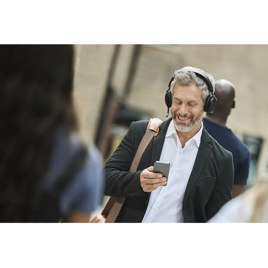 Alternate-Image7 Image for Jabra Evolve2 75 Wireless On-ear Stereo Headset - USB-C - Unified Communication - Black - Binaural - Ear-cup - 3000 cm - Bluetooth - 20 Hz to 20 kHz - MEMS Technology Microphone - Noise Cancelling
