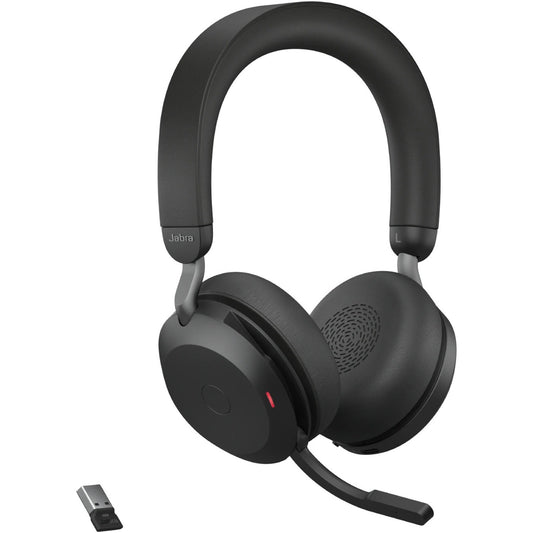 Main Image for Jabra Evolve2 75 Wireless On-ear Stereo Headset - USB-A - Unified Communication - With Charging Stand - Black - Binaural - Ear-cup - 3000 cm - Bluetooth - 20 Hz to 20 kHz - MEMS Technology Microphone - Noise Cancelling