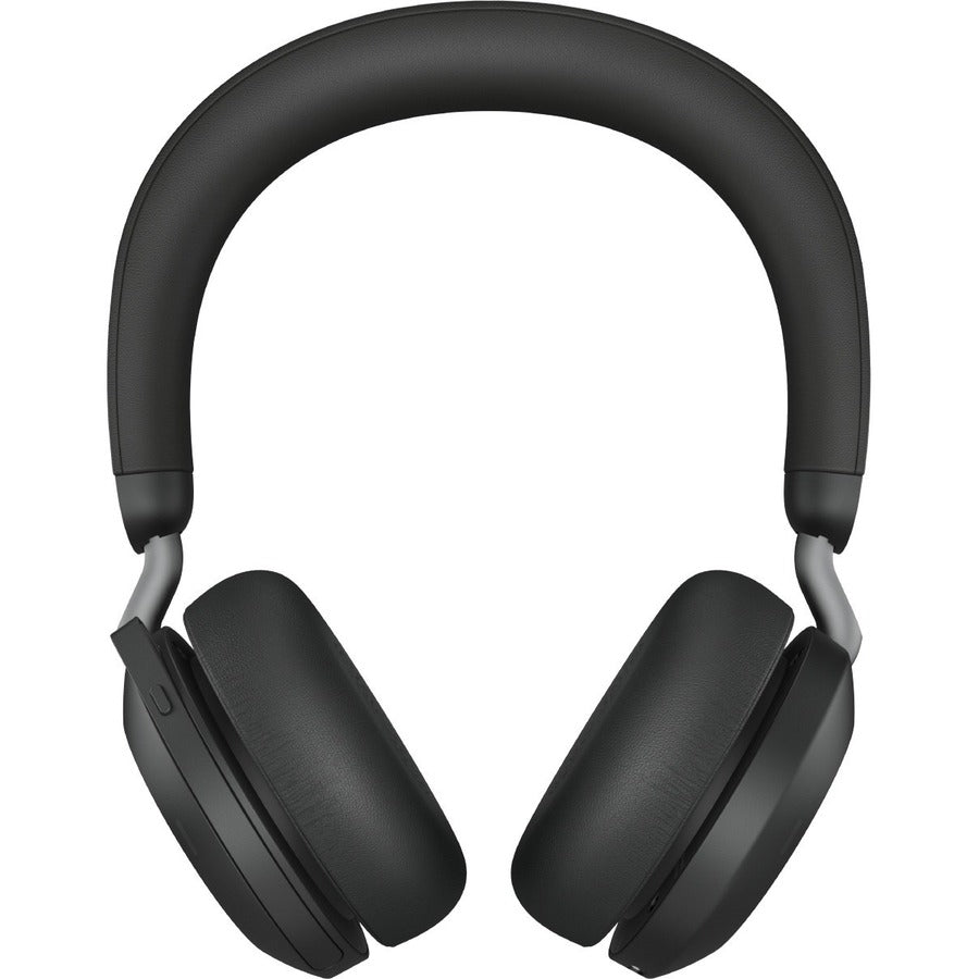 Front Image for Jabra Evolve2 75 Wireless On-ear Stereo Headset - USB-A - Unified Communication - Black - Binaural - Ear-cup - 3000 cm - Bluetooth - 20 Hz to 20 kHz - MEMS Technology Microphone - Noise Cancelling