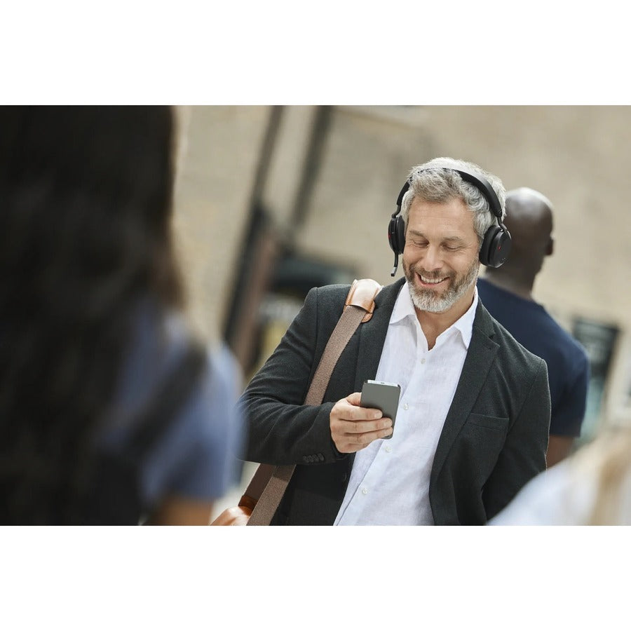 Alternate-Image6 Image for Jabra Evolve2 75 Wireless On-ear Stereo Headset - USB-C - For MS Teams - With Charging Stand - Black - Binaural - Ear-cup - 3000 cm - Bluetooth - 20 Hz to 20 kHz - MEMS Technology Microphone - Noise Cancelling