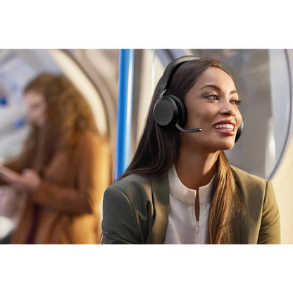 Alternate-Image5 Image for Jabra Evolve2 75 Wireless On-ear Stereo Headset - USB-C - For MS Teams - With Charging Stand - Black - Binaural - Ear-cup - 3000 cm - Bluetooth - 20 Hz to 20 kHz - MEMS Technology Microphone - Noise Cancelling