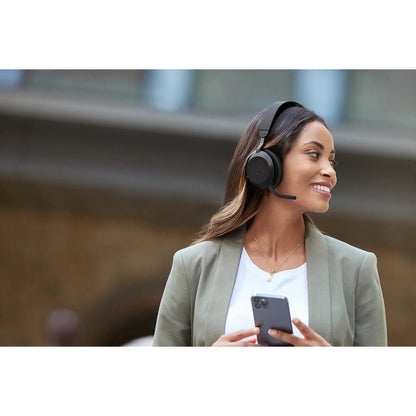 Alternate-Image10 Image for Jabra Evolve2 75 Wireless On-ear Stereo Headset - USB-C - For MS Teams - Black - Binaural - Ear-cup - 3000 cm - Bluetooth - 20 Hz to 20 kHz - MEMS Technology Microphone - Noise Cancelling