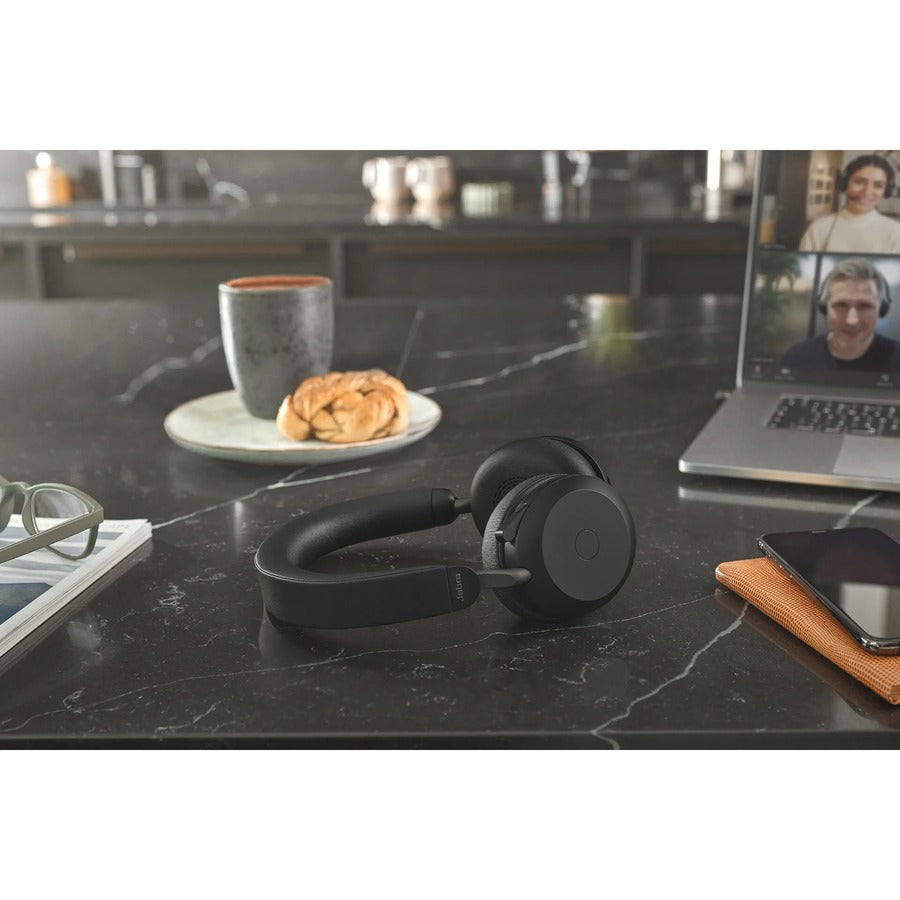 Alternate-Image3 Image for Jabra Evolve2 75 Wireless On-ear Stereo Headset - USB-A - For MS Teams - With Charging Stand - Black - Binaural - Ear-cup - 3000 cm - Bluetooth - 20 Hz to 20 kHz - MEMS Technology Microphone - Noise Cancelling