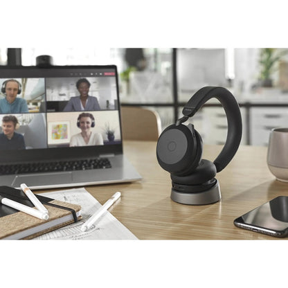 Alternate-Image8 Image for Jabra Evolve2 75 Wireless On-ear Stereo Headset - USB-A - For MS Teams - With Charging Stand - Black - Binaural - Ear-cup - 3000 cm - Bluetooth - 20 Hz to 20 kHz - MEMS Technology Microphone - Noise Cancelling