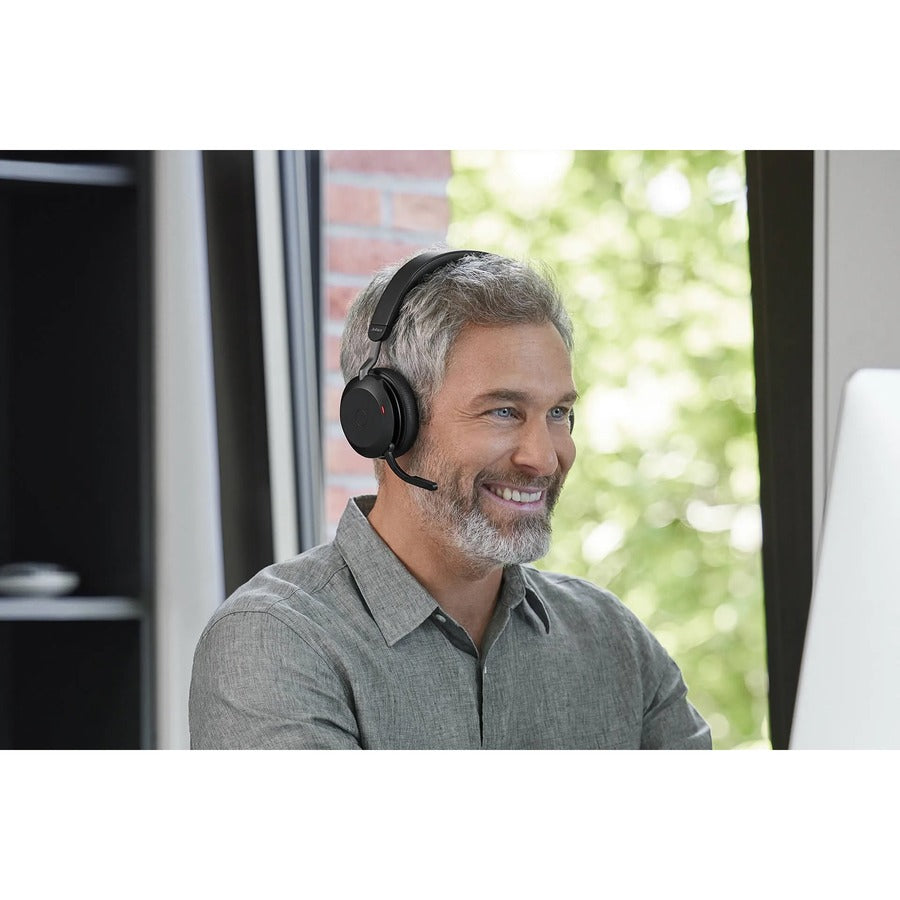 Alternate-Image2 Image for Jabra Evolve2 75 Wireless On-ear Stereo Headset - USB-A - For MS Teams - Black - Binaural - Ear-cup - 3000 cm - Bluetooth - 20 Hz to 20 kHz - MEMS Technology Microphone - Noise Cancelling