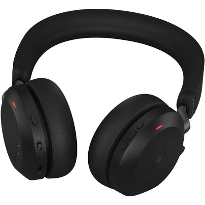 Bottom Image for Jabra Evolve2 75 Wireless On-ear Stereo Headset - USB-A - For MS Teams - Black - Binaural - Ear-cup - 3000 cm - Bluetooth - 20 Hz to 20 kHz - MEMS Technology Microphone - Noise Cancelling