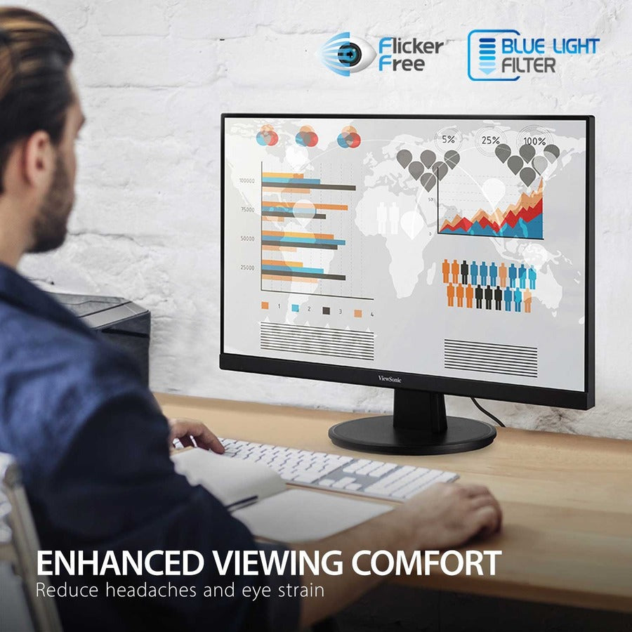 Alternate-Image3 Image for ViewSonic VA2247-MH 22 Inch Full HD 1080p Monitor with Ultra-Thin Bezel, AMD FreeSync, 75 Hz, Eye Care, HDMI, VGA Inputs for Home and Office