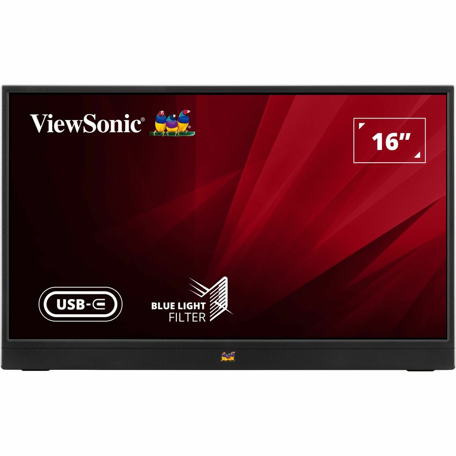 Front Image for ViewSonic VA1655 15.6 Inch 1080p Portable IPS Monitor with Mobile Ergonomics, USB C, Mini HDMI and a Protective Case for Home and Office