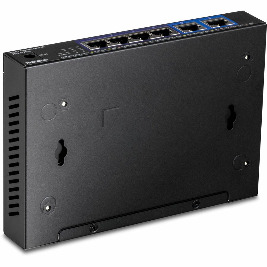 Alternate-Image2 Image for TRENDnet 6-Port 10G Switch, 4 x 2.5G RJ-45 Base-T Ports, TEG-S762, 2 x 10G RJ-45 Ports, 60Gbps Switching Capacity, Wall Mountable, Ethernet Splitter, NDAA & TAA Compliant, Lifetime Protection, Black