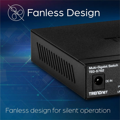 Alternate-Image6 Image for TRENDnet 6-Port 10G Switch, 4 x 2.5G RJ-45 Base-T Ports, TEG-S762, 2 x 10G RJ-45 Ports, 60Gbps Switching Capacity, Wall Mountable, Ethernet Splitter, NDAA & TAA Compliant, Lifetime Protection, Black